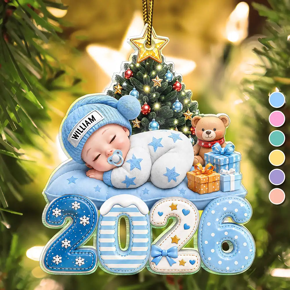 Top Market,Adorable,New Mom,Christmas,Gift For Mother,Vector - First Christmas Baby Sleeping Gift For New Mom, Baby - Personalized Custom Shaped Acrylic Ornament