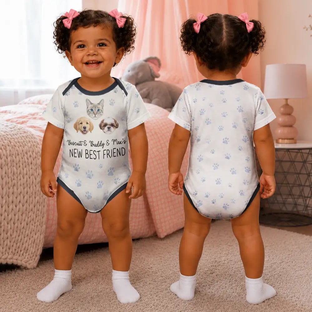 Adorable,Pet Mom,New Baby,Art Design,Gift For Mother,Pet Lovers,Photo - Watercolor - Remove BG - Custom Photo Realistic Watercolor Art Pet Portrait Baby Shower Gift - Personalized Baby Bodysuit