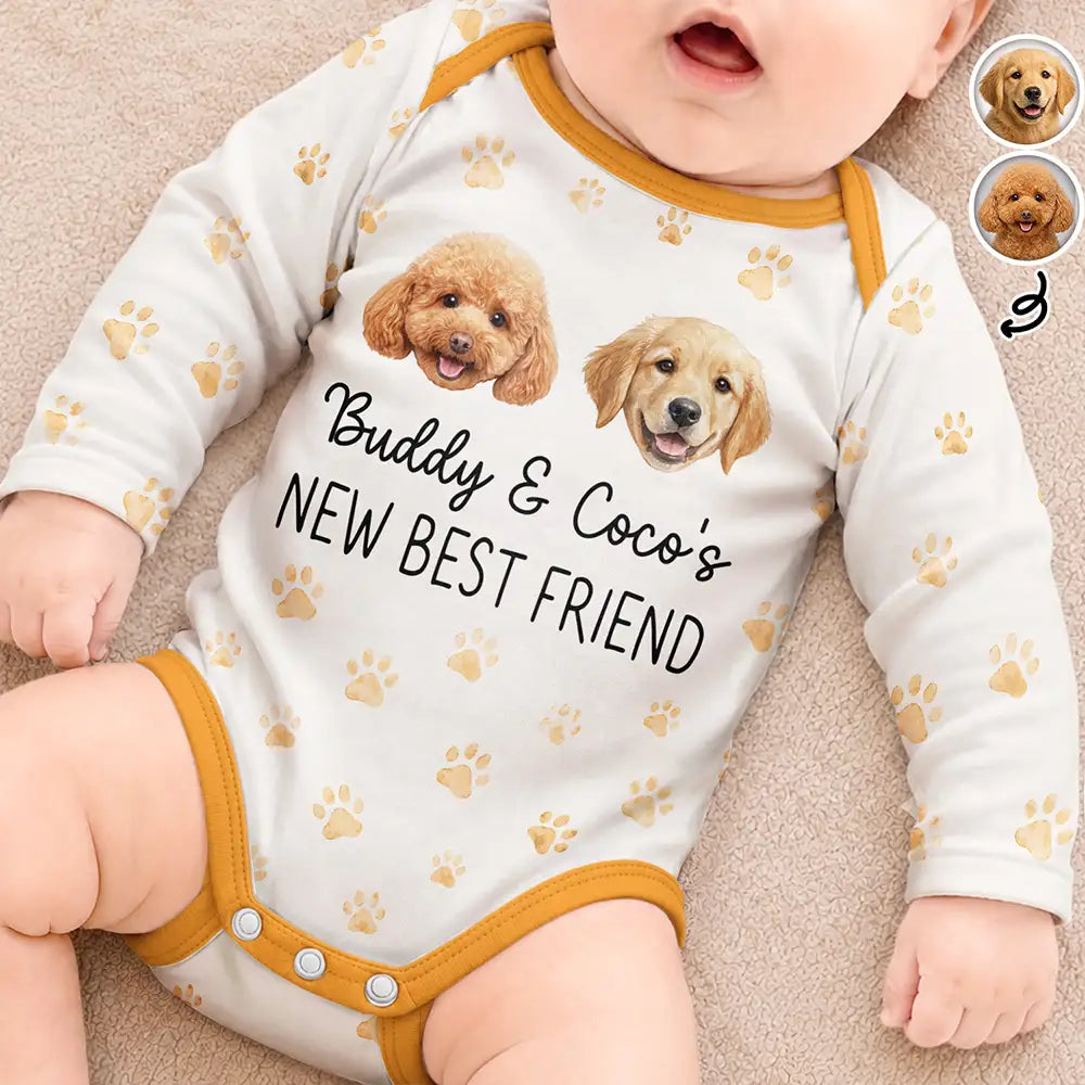 Adorable,Pet Mom,New Baby,Art Design,Gift For Mother,Pet Lovers,Photo - Watercolor - Remove BG - Custom Photo Realistic Watercolor Art Pet Portrait Baby Shower Gift - Personalized Baby Bodysuit