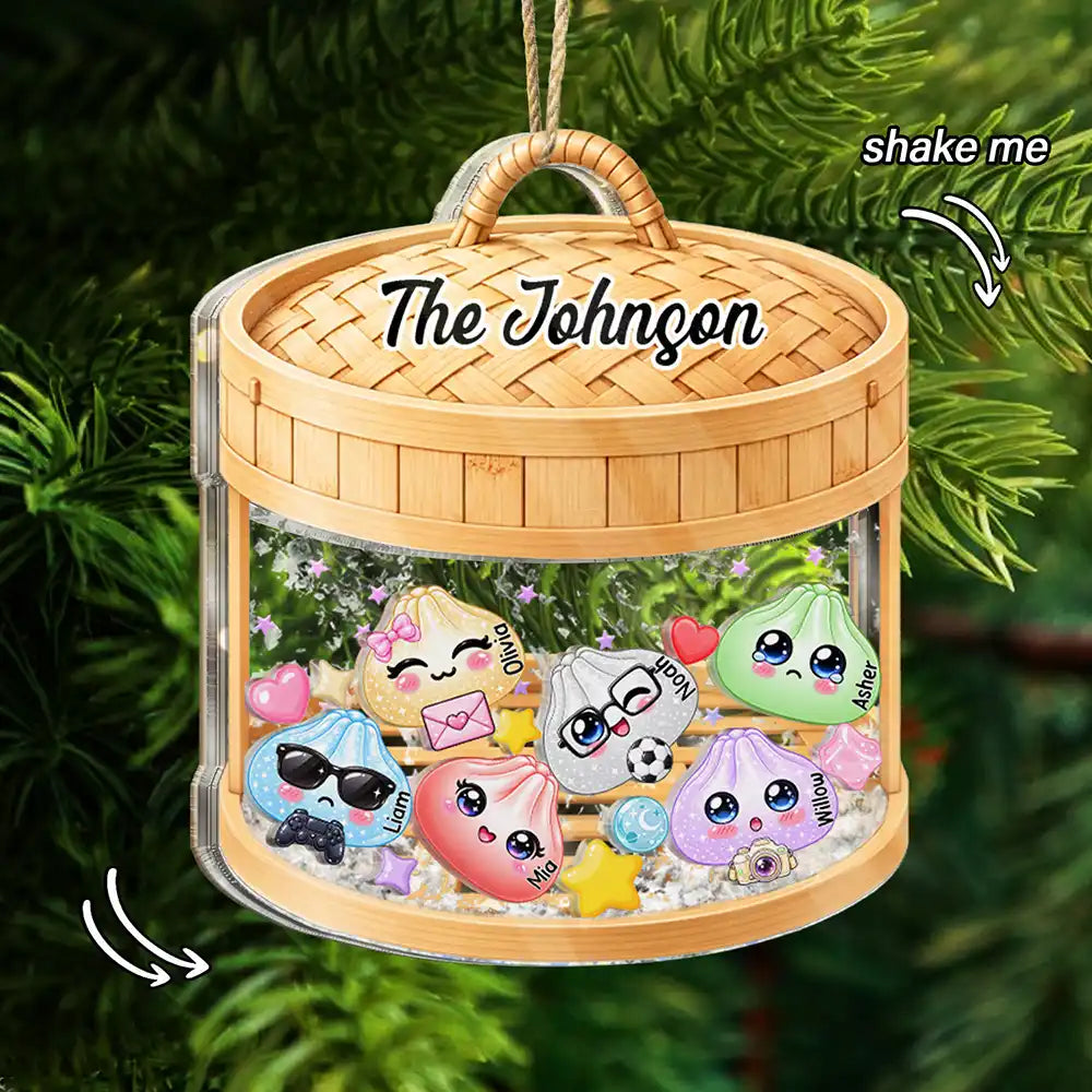 Dumpling Squishy Hunting Cute Family Squad Keepsake - Personalized 3-Layered Acrylic Shaker Ornament