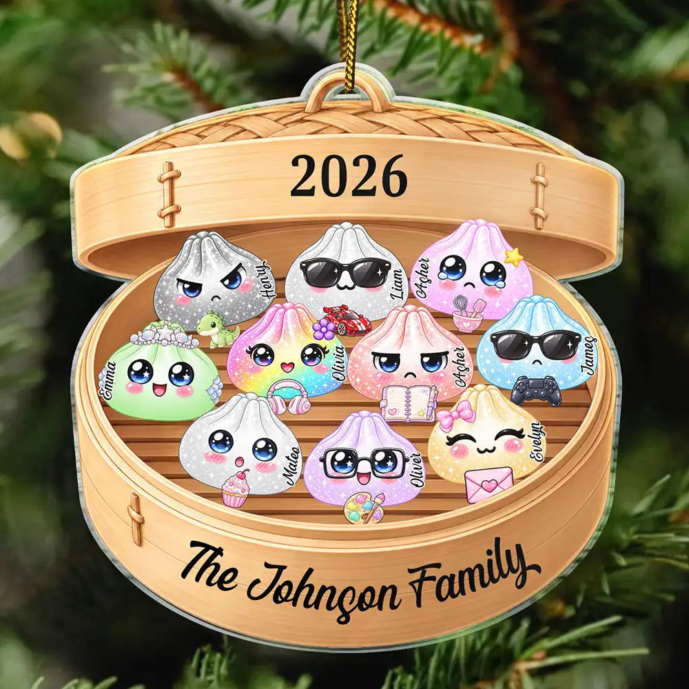 Cute Dumpling Family Squishy Hunting Crew - Personalized Custom Shaped Acrylic Ornament