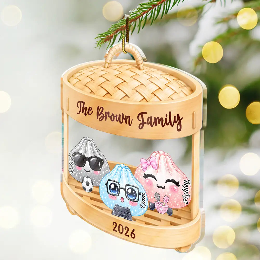 Sentimental,Christmas,Grandparents,Family,Icon - Grandma & Grandpa's Little Dumplings - Personalized Custom Shaped Acrylic Ornament