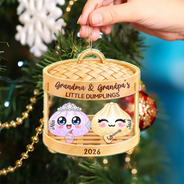 Sentimental,Christmas,Grandparents,Family,Icon - Grandma & Grandpa's Little Dumplings - Personalized Custom Shaped Acrylic Ornament