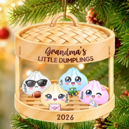 Sentimental,Christmas,Grandparents,Family,Icon - Grandma & Grandpa's Little Dumplings - Personalized Custom Shaped Acrylic Ornament