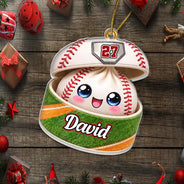 Baseball,Playful,Christmas,Gift For Kids,Icon - Cute Squishy Dumpling Ball Sport Gift For Kids - Personalized Custom Shaped Acrylic Ornament