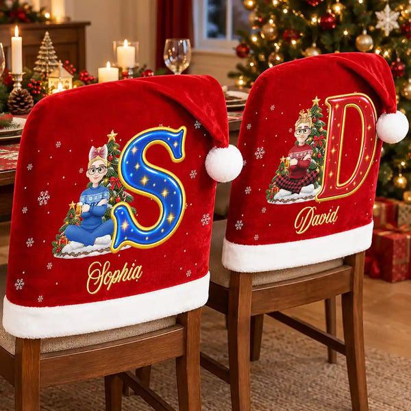 Christmas Table Decor Gift For Family - Personalized Cartoon Character Chair Cover