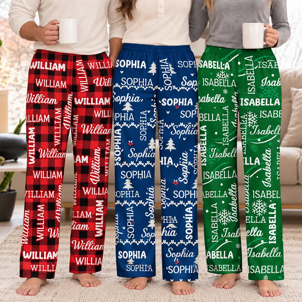 Christmas,Custom Text,Family,Happy,Top Market - Matching Christmas Gift For Family - Personalized Names Pajama Pants