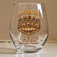 Afro Besties,Christmas,Gift For Bestie,Humorous,Top Market,Vector - Gift For Best Friend - Personalized Skeleton Chaos Together Stemless Wine Glass