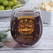 Afro Besties,Christmas,Gift For Bestie,Humorous,Top Market,Vector - Gift For Best Friend - Personalized Skeleton Chaos Together Stemless Wine Glass