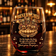 Afro Besties,Christmas,Gift For Bestie,Humorous,Top Market,Vector - Gift For Best Friend - Personalized Skeleton Chaos Together Stemless Wine Glass