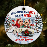 Christmas,Gift For Bestie,Humorous,Old Besties,Vector - Best Friend Christmas Gift - Personalized We Are More Than BFFs Circle Ceramic Ornament