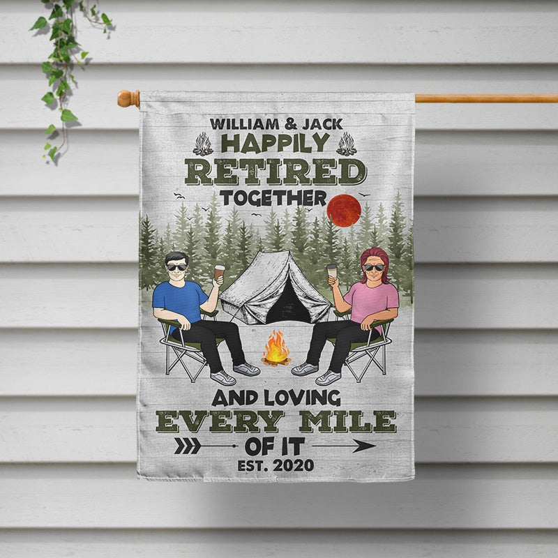 Camping heureux à la retraite ensemble - Drapeau personnalisé