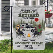Camping heureux à la retraite ensemble - Drapeau personnalisé