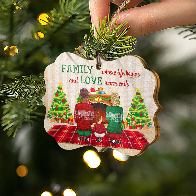 Family Will Always Be Close At Heart - Christmas Gift For Family - Personalized Custom Wooden Ornament