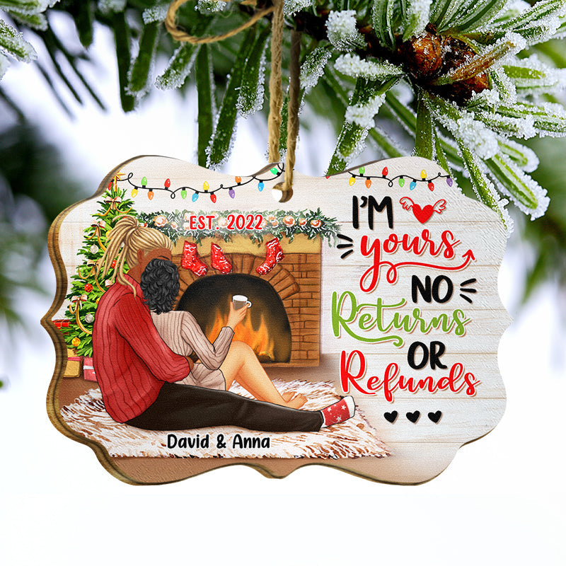 No Returns No Refunds - Christmas Back Couples - Personalized Wooden Ornament
