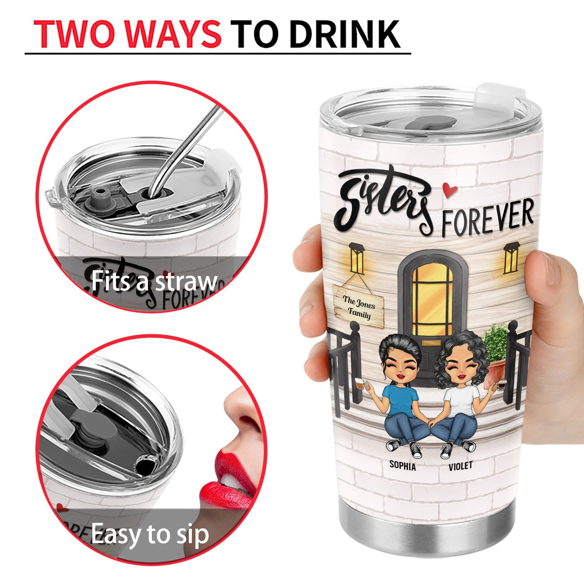 Sisters Forever - Gift For Sisters, Besties - Personalized Custom Tumbler