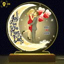 I Love You To The Moon And Back - Anniversary, Birthday Gift For Spouse, Lover, Husband, Wife, Boyfriend, Girlfriend, Married Couple - Personalized Custom 3D Led Light Wooden Base