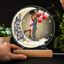 I Love You To The Moon And Back - Anniversary, Birthday Gift For Spouse, Lover, Husband, Wife, Boyfriend, Girlfriend, Married Couple - Personalized Custom 3D Led Light Wooden Base