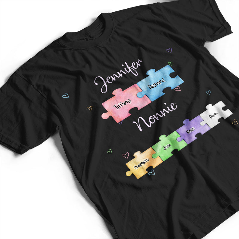 Mom Grandma Puzzle - Gift For Mom, Grandma - Personalized Custom T Shirt