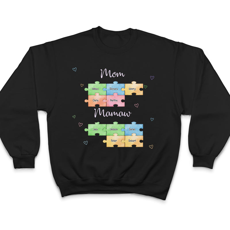 Mom Grandma Puzzle - Gift For Mom, Grandma - Personalized Custom T Shirt