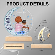 Je t'aime jusqu'à la lune et retour - Cadeau pour grand-mère - Base en bois personnalisée avec lumière LED 3D