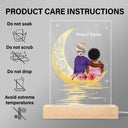 Love You To The Moon & Back - Gift For Grandma - Personalized Custom 3D Led Light Wooden Base