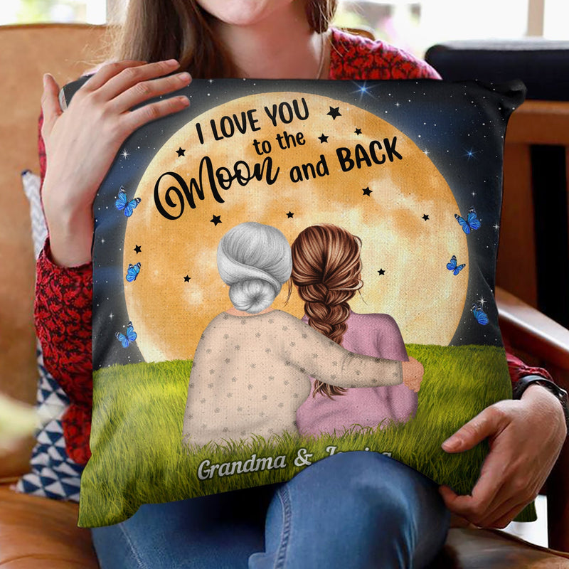Moon And Back Grass - Gift For Grandma, Mom - Personalized Custom Pillow