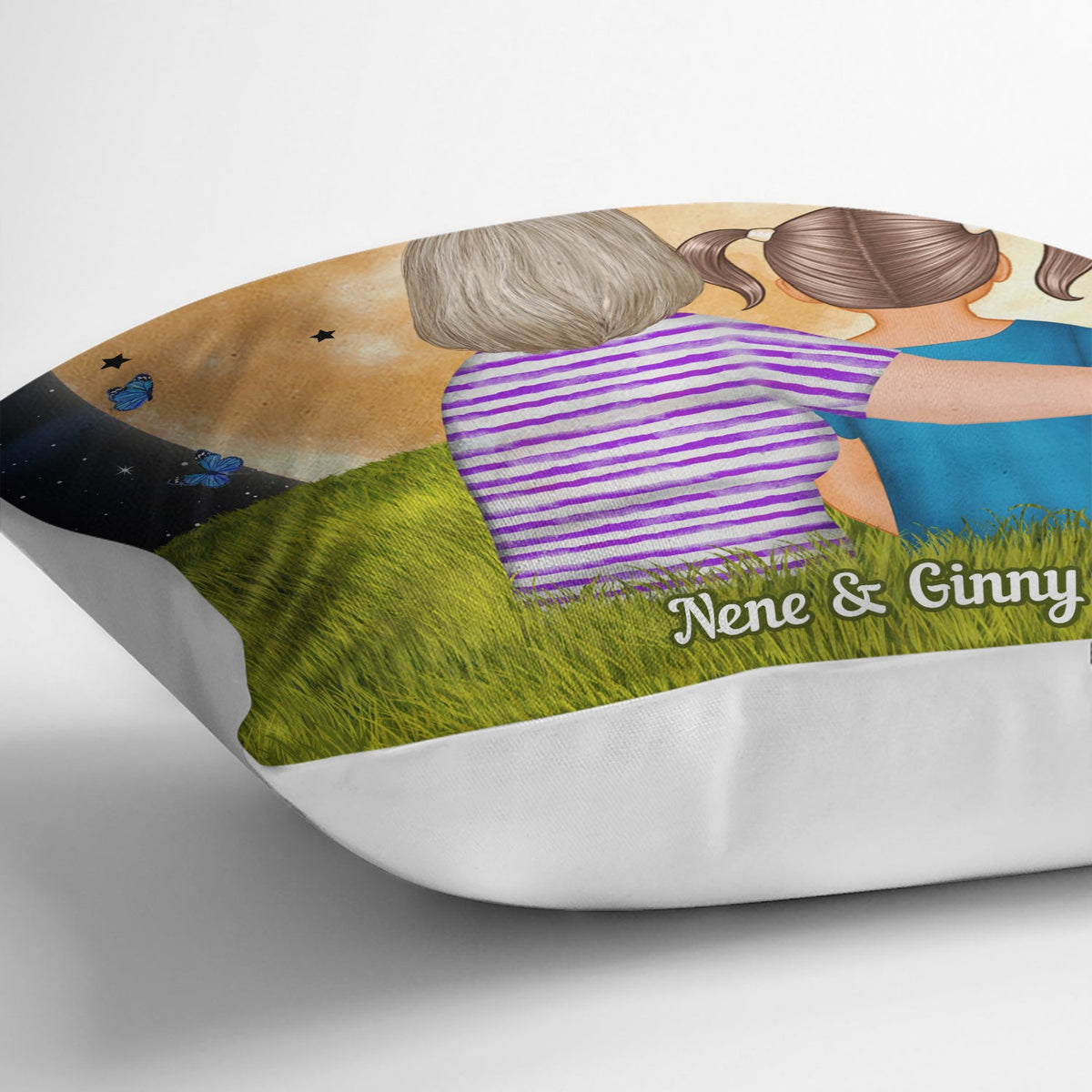 Moon And Back Grass - Gift For Grandma, Mom - Personalized Custom Pillow