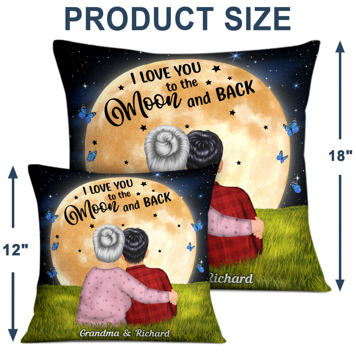 Moon And Back Grass - Gift For Grandma, Mom - Personalized Custom Pillow