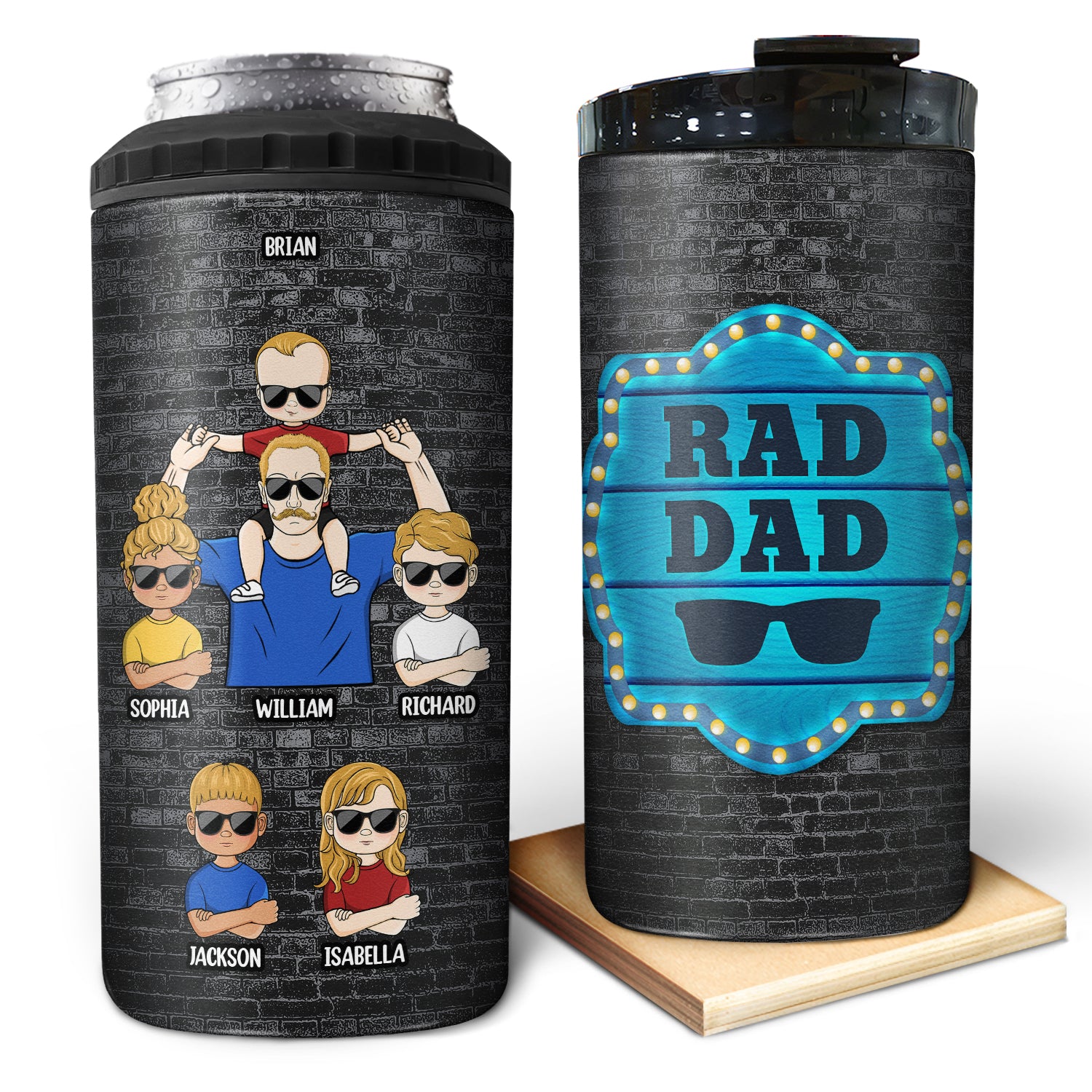 Rad Dad Best Dad Ever - Gift For Dad, Grandpa - Personalized Custom 4 In 1 Can Cooler Tumbler