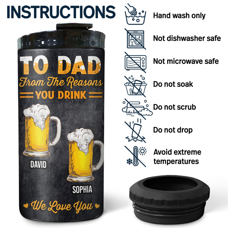 Surviving Fatherhood One Beer From The Reasons You Drink - Birthday, Loving Gift For Dad, Father, Grandpa, Grandfather - Personalized Custom 4 In 1 Can Cooler Tumbler