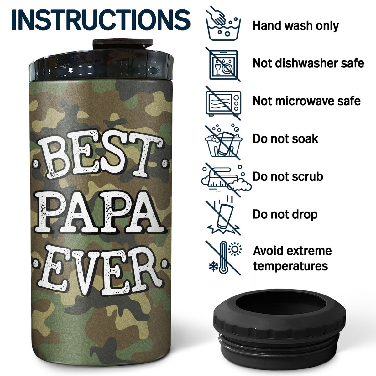 Best Daddy Ever Fist Bump - Birthday, Loving Gift For Dad, Father, Grandfather, Grandpa, Daughters, Sons, Grandkids - Personalized Custom 4 In 1 Can Cooler Tumbler