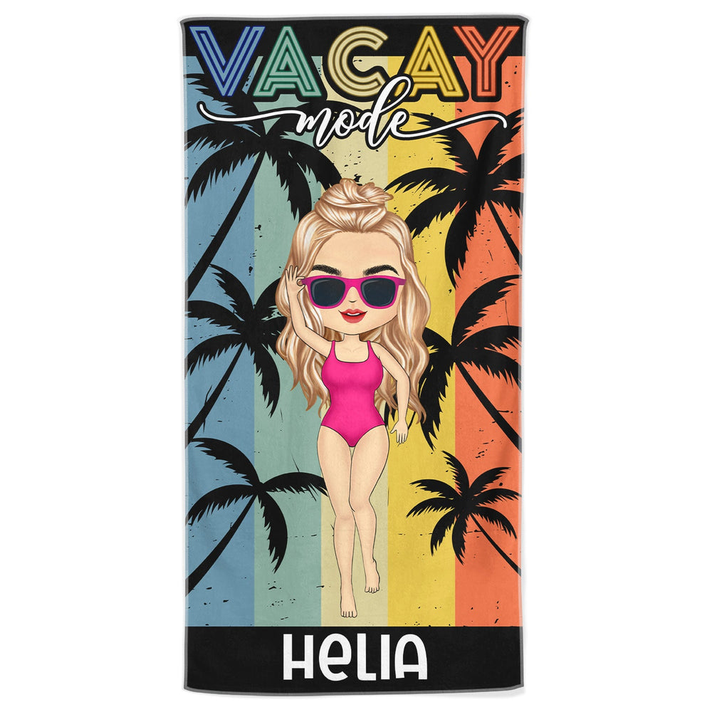 Serviette de plage personnalisée en mode vacances d'été - Cadeau d'anniversaire pour lui, elle, vous-même, petite amie, petit ami, BFF, meilleurs amis, amoureux en voyage