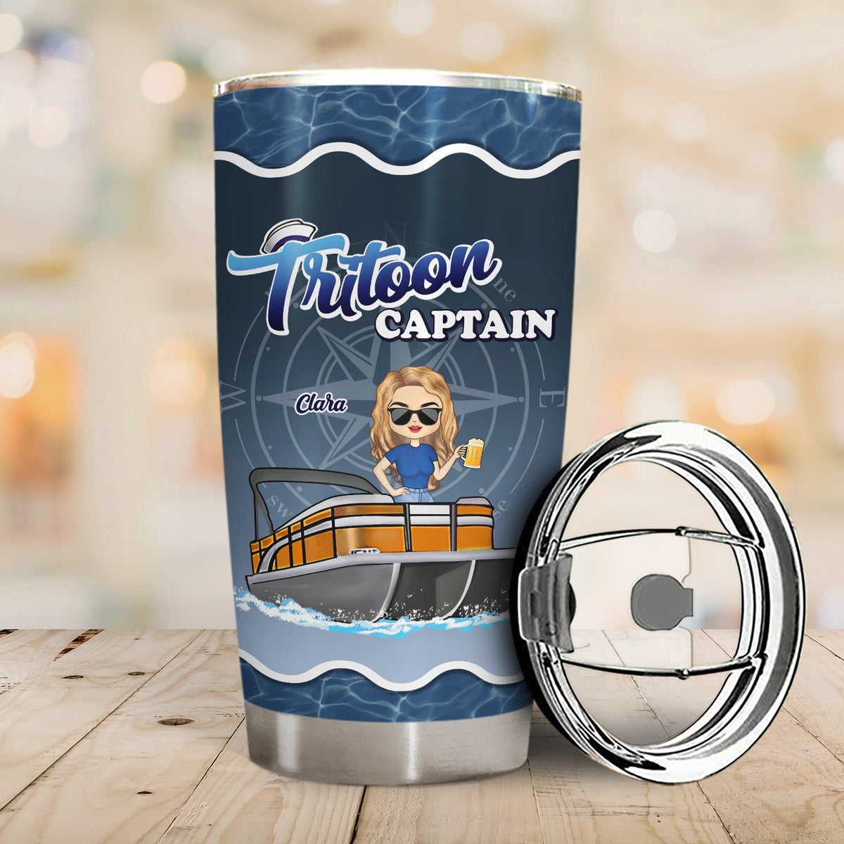 Boating Pontoon Captain - Birthday, Traveling, Cruising Gift For Pontooning Lovers, Beach Lovers, Travelers - Personalized Custom Tumbler