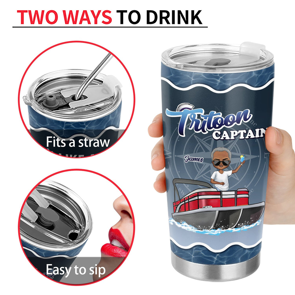 Boating Pontoon Captain - Birthday, Traveling, Cruising Gift For Pontooning Lovers, Beach Lovers, Travelers - Personalized Custom Tumbler