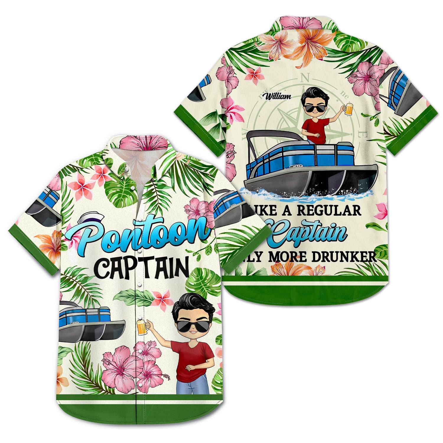 Boating Pontoon Captain - Birthday, Traveling, Cruising Gift For Pontooning Lovers, Beach Lovers, Travelers - Personalized Custom Hawaiian Shirt