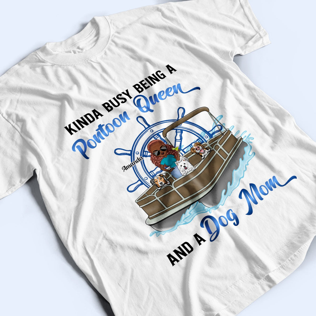 Je suis une reine du ponton et une maman de chien - Cadeau pour les amoureux des animaux, les amateurs de pontoning, les amoureux du lac, les voyageurs - T-shirt personnalisé