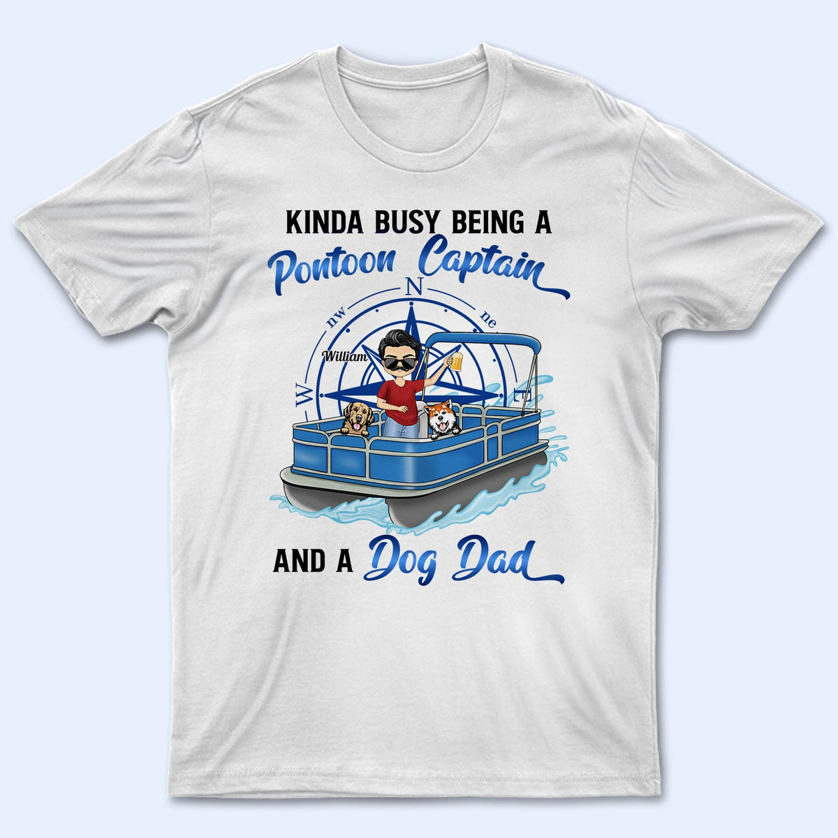 Je suis un peu occupé à être capitaine de ponton et papa de chien - Cadeau pour les amateurs de ponton, les amoureux du lac, les voyageurs, les amoureux des animaux - T-shirt personnalisé