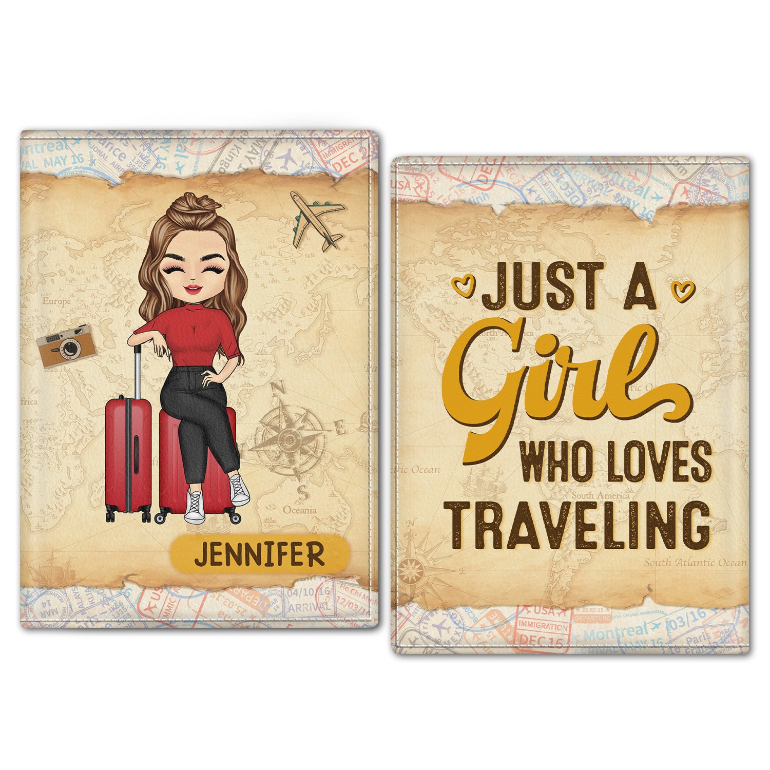 Just A Girl Boy Who Loves Traveling Vintage - Birthday, Summer Gift For Him, Her, Vacation Lovers, Traveling Lovers - Personalized Passport Cover, Passport Holder