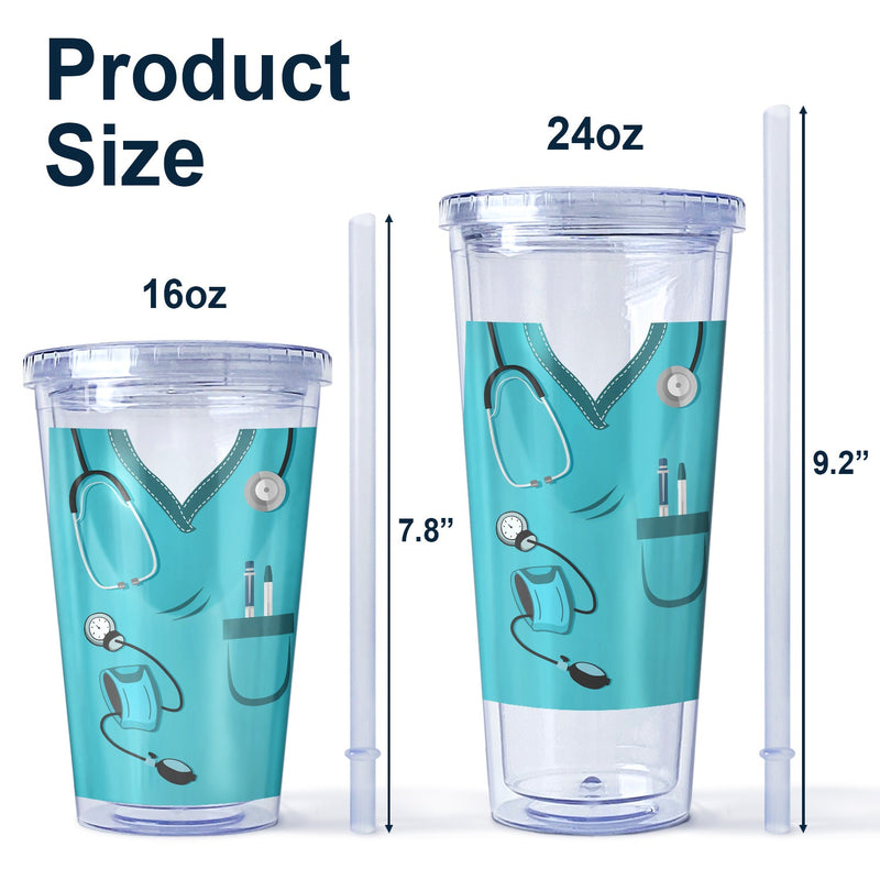 Nurse Daily Affirmation - Gift For Nurse - Personalized Acrylic Insulated Tumbler With Straw