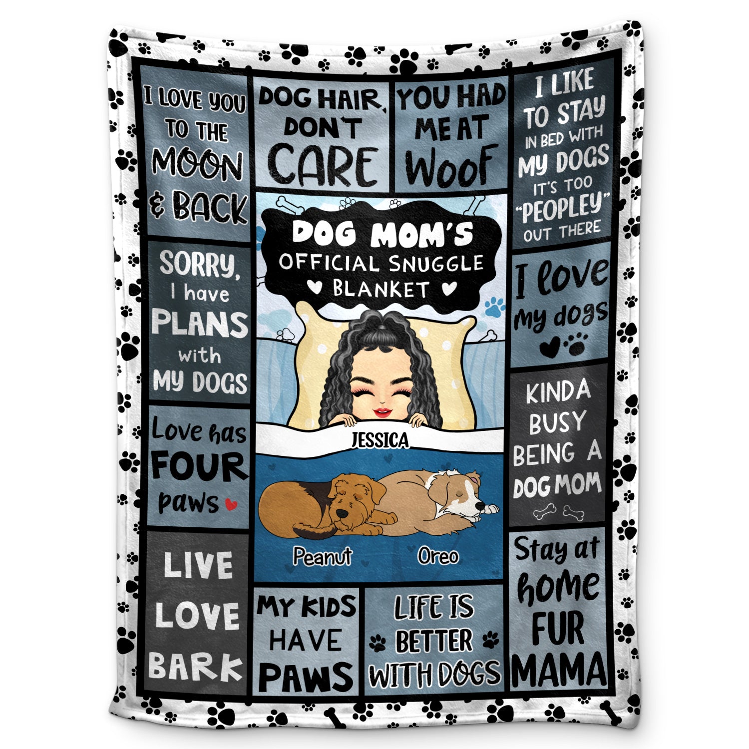 Dog Mom's Official Snuggle Blanket - Gift For Dog Lovers - Personalized Fleece Blanket
