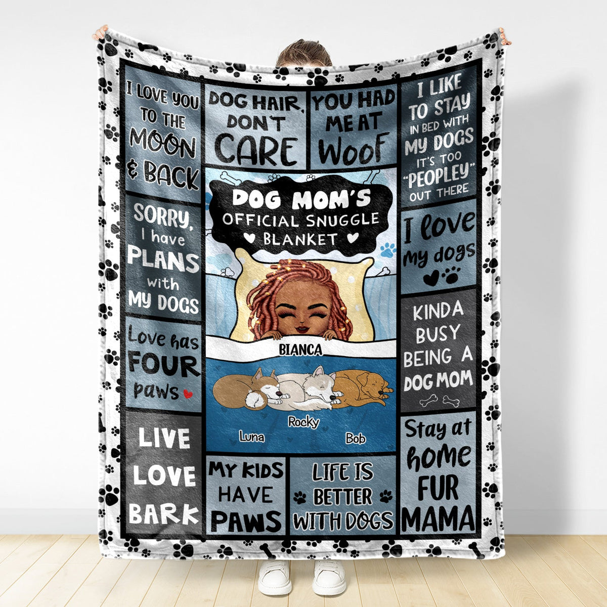 Dog Mom's Official Snuggle Blanket - Gift For Dog Lovers - Personalized Fleece Blanket