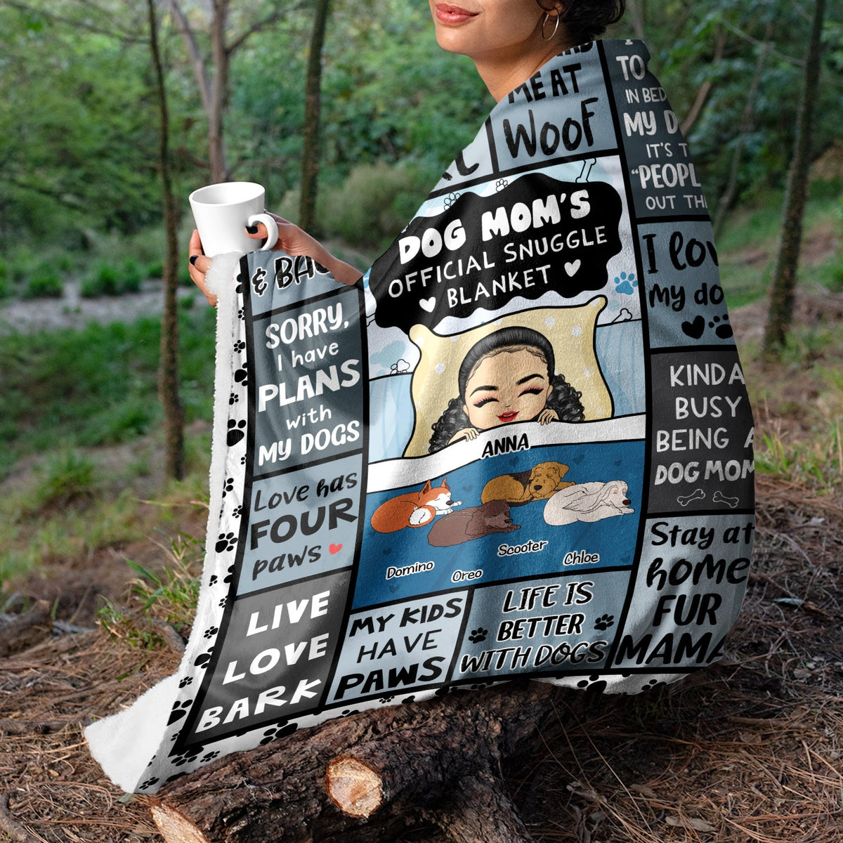 Dog Mom's Official Snuggle Blanket - Gift For Dog Lovers - Personalized Fleece Blanket