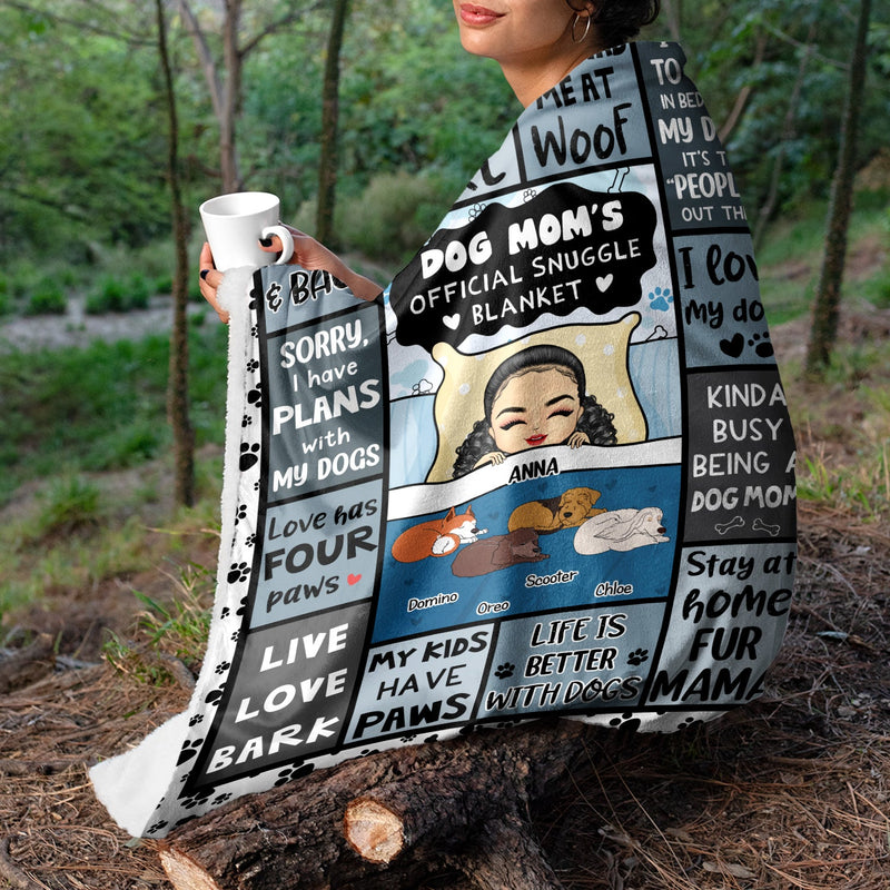 Dog Mom's Official Snuggle Blanket - Gift For Dog Lovers - Personalized Fleece Blanket