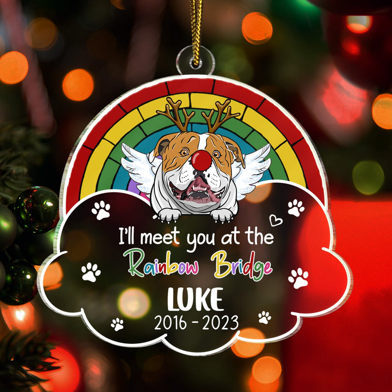 A Piece Of My Heart Is At The Rainbow Bridge Dog Cat - Pet Memorial Gift, Christmas Gift - Personalized Custom Shaped Acrylic Ornament