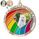 Photo personnalisée pour chien et chat : « Un morceau de mon cœur est au pont arc-en-ciel » – Cadeau commémoratif pour animaux de compagnie, cadeau de Noël – Ornement attrape-soleil personnalisé