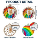 Photo personnalisée pour chien et chat : « Un morceau de mon cœur est au pont arc-en-ciel » – Cadeau commémoratif pour animaux de compagnie, cadeau de Noël – Ornement attrape-soleil personnalisé