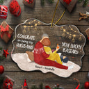 Congrats On Being My Husband Backside - Anniversary, Vacation, Funny Christmas Gift For Couples, Family - Personalized Medallion Acrylic Ornament