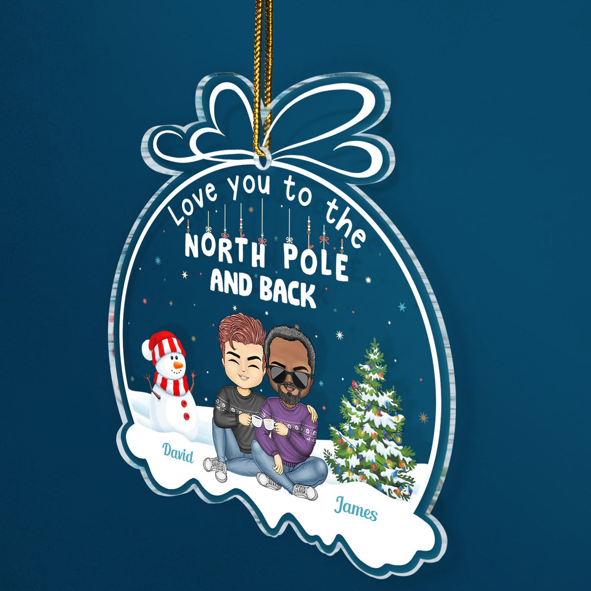 Couple Love You To The North Pole And Back - Anniversary, Christmas Gift For Couples, Husband, Wife, Boyfriend, Girlfriend - Personalized Custom Shaped Acrylic Ornament