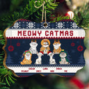 Meowy Catmas Funny Cartoon Cats - Christmas Gift For Cat Lovers, Cat Moms, Cat Dads - Personalized Medallion Wooden Ornament